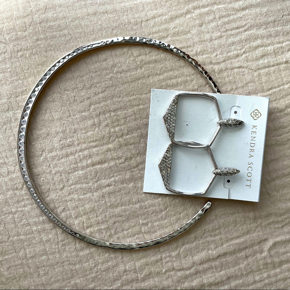 Kendra Scott Selena Collar Necklace & Open Frame Drop Earrings, Rhodium-Plated